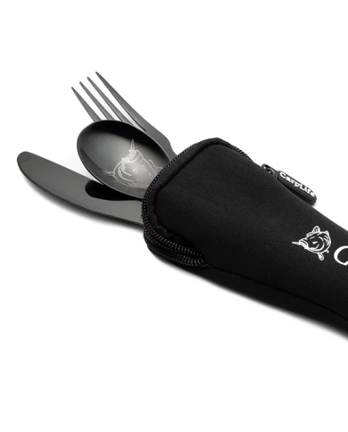 CarpLife Black Etched Stainless Steel Cutlery Set