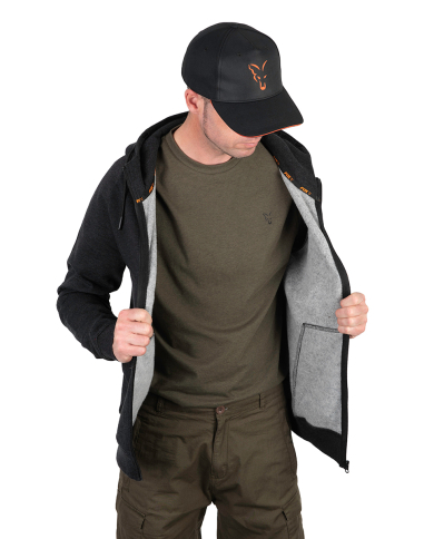 Fox Collection Lightweight Hoodie Black & Orange