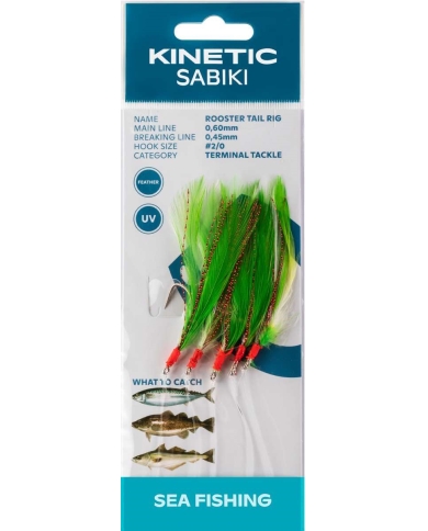 Kinetic Sabiki Rooster Tail Rig Green/Copper Flash