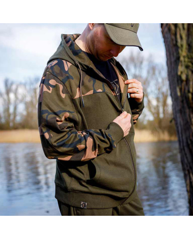 Fox Lightweight Khaki & Camo Split Zip Hoodie