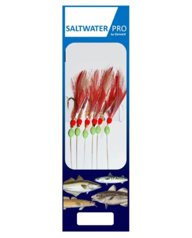 Dennett Saltwater Pro Red Fishskin Flasher 6 Hook Rigs