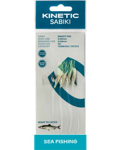 Kinetic Sabiki Bandit Rig 6 Cracked Ice Skin/Chartreuse Flash