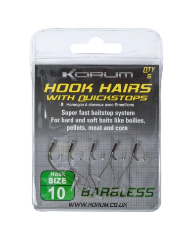 Korum Barbless Hook Hairs with Quickstops