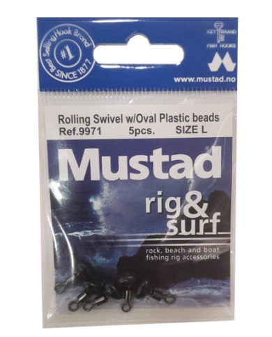 Mustad Rig & Surf Rolling Swivel & Oval Plastic Beads