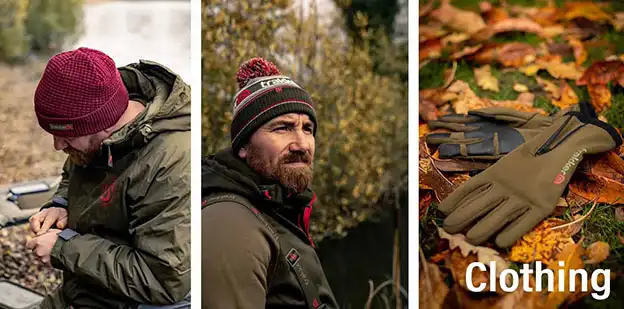 Men wearing a winter cap and gloves.